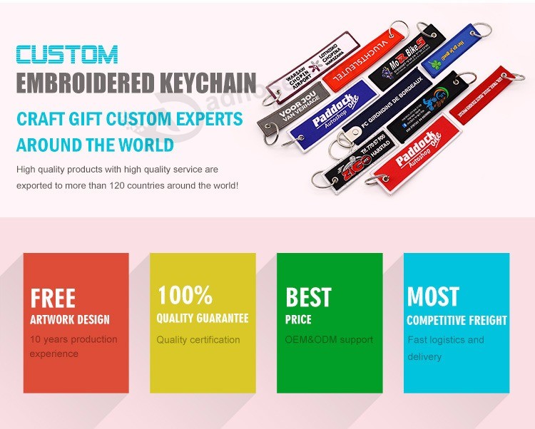 도매 중국 사용자 정의 디자인 자신의 직물 키 체인 키 링 광고 기념품 비행기 짠 자수 키 태그 프로모션 선물