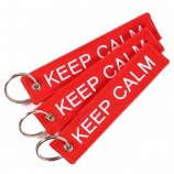 doreen Box keep calm / stay cool hiphop rock tags keychain keyring Key ring rectangle polyester double-sid embroidery 1 piece