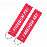 doreen Box freedom Key Red white hiphop rock tags keychain keyring Key ring rectangle polyester double-sid embroidery 1 piece