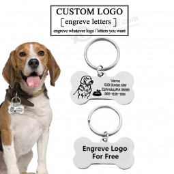 carved Pet pattern Key chains white stainless steel Dog Tag Key chain