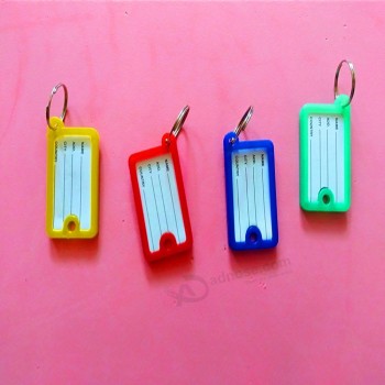 Porte-clés rectangulaires en plastique étiquette de bagage en gros