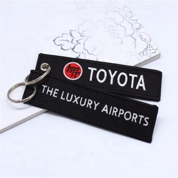 Polyester Luggage Tag Zipper Embroidered Keychain Keyrings