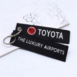 polyester luggage Tag zipper embroidered keychain keyrings