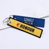 flight embroidery polyester keychain embroidered key ring