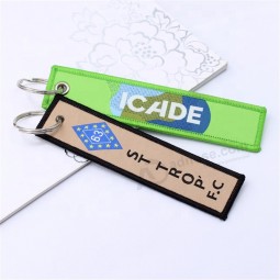 decorative gift polyester woven keychain with custom logo single/double sides