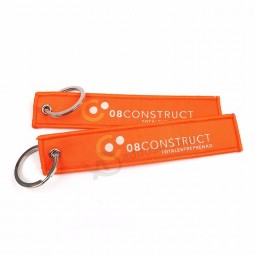 Fabric Labels Custom Double Sided Letters Logo Merrow Border Plain Woven Keychains for Collections