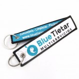 customized letters logo safety blue embroidered fabric keychains for collections