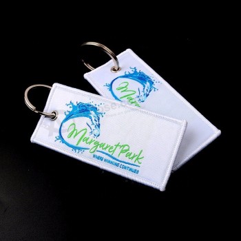品牌徽标纺织平纹编织钥匙扣标签，用于广告礼品