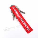 twill flight crew double sided logo embroidery keychain for cloth