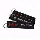 promotional twill clothing fabric pilot crew both side embroidery keychain keyring