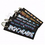 No minimum souvenir double side flight crewtextile promotion woven clothing keychains