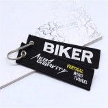 promotional embroidery souvenir logo print custom embroidered keychain