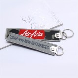 custom woven fabric pilot flight embroidered keychain