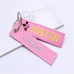 Cheap custom flight Promotion Embroidered Keychain Keyrings