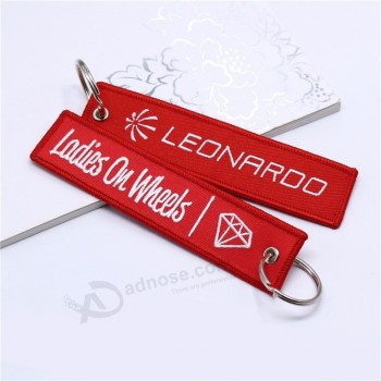 remove from luggage Tag label flight fabric embroidery keychain