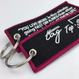 high quality custom double logo design fabric embroidery keychain for air plane