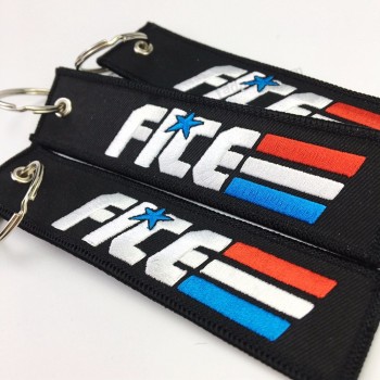 custom made cheap cartoon rubber keyring embroidery keychain