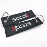 A moda rodada personalizado tag vôos bordado colorido chaveiro