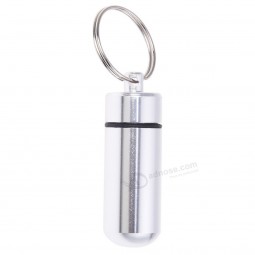 silver pill medicine holder container capsule bottle keyring