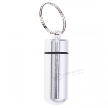 silver pill medicine holder container capsule bottle keyring