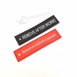 rectangle woven customized logo embroidery souvenirs cotton woven keychain