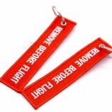 custom color woven round ring company logo slim key chain