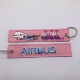 custom logo embroidery fabric keychain tourist souvenir  embroidered keychains