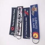 brand name logo embroidery fabric airplane keychains for before flight