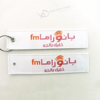 Logo personnalisé tissé porte-clés broderie souvenirs coton mariage tissé porte-clés