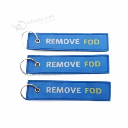 OEM tejido llavero bordado recuerdos algodón tejido llavero promocional personalizado