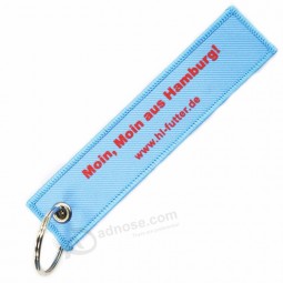 Flight Logo Name Embroidered Fabric Key Tag In Keychain