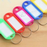 wholsale 10/30 / 50pcs Plastikschlüsselring für Reisenamenadresse Umbauschlüsselringgepäckaufkleber Ausweis-Mischungsfarbe Schlüsselkette