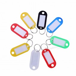 10ピース20ピースプラスチックキーフォブ荷物IDタグラベル付きキーリング用ペット名タグキーキーリングキーチェーン（ランダムカラー）