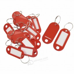20 Pcs Key ID label tags split ring keyring keychain Red Key fobs ID tags
