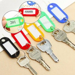 10 개 플라스틱 키 체인 키 태그 ID 라벨 이름 태그 분할 링 수하물 열쇠 고리 열쇠 고리