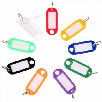 Targhette portachiavi in ​​plastica resistente con finestra per etichette ad anello diviso, colori assortiti