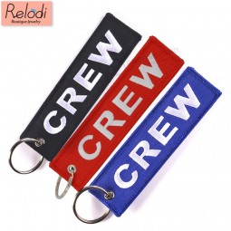 embroidery keychain crew Key ring double sided luggage Tag safety label and key tag