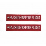 superior quality keychain customized flight Key chain label embroidery lace designs