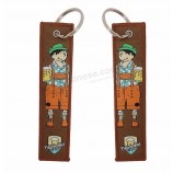 woven embroidery fabric keychain custom letter embroidered Key chain