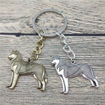 Nouveau Vintage Rétro Sibérien Husky Porte-clés Unique Style Tendance Sibérien Husky Porte-clés Porte-clés Mode Animal de compagnie Chien Bijoux