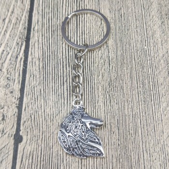 Porte-clés Rough Collie de haute qualité Bijoux pour chien Bijoux en argent antique Porte-clés Rough Collie
