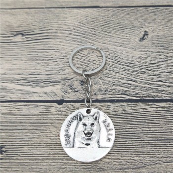 Nouveau Vintage Japonais Akita Porte-clés Argent Antique Bronze Antique Japonais Akita Porte-clés Porte-clés Chien Animaux de compagnie Bijoux