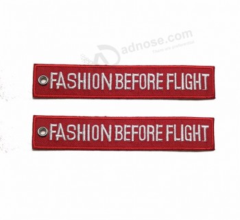 Superior Quality keychain Customized Flight Key chain Label Embroidery Lace Designs