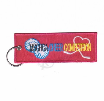 Porte-clés vierges d’étiquette en tissu Chaîne d’impression tissée personnalisée Porte-clés en métal Pas de minimum Porte-clés avec logo personnalisé