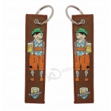 길쌈 된 자수 직물 keychain 주문 편지 수를 놓은 열쇠 고리