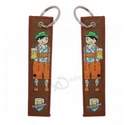 길쌈 된 자수 직물 keychain 주문 편지 수를 놓은 열쇠 고리