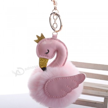 Pink flamingo Pompom Keychain accessories