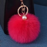 8CM Pom Pom Ball Keychain For Women Bag Purse Car Styling Key Ring factory