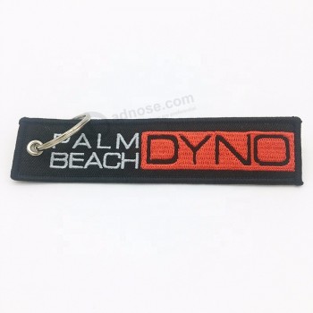 Custom twill fabric embroidery keychain, embroidery key chain tag