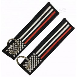 Porte-clés en gros de broderie de tissu Vaneman Kia en sergé blanc